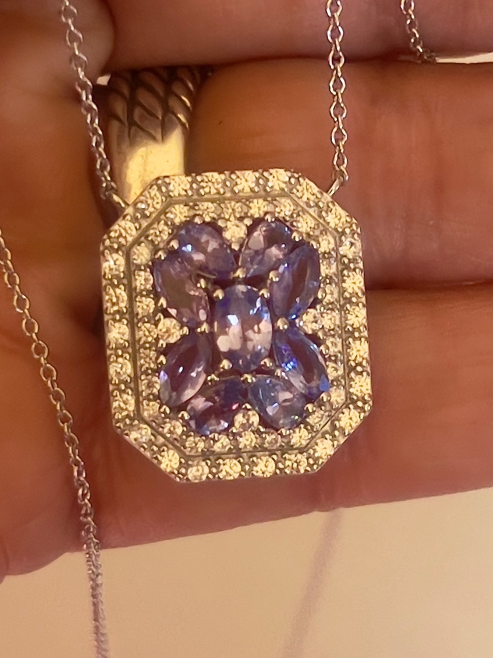 TANZANITE Marquis/Pear/Oval Pendant Necklace Sterling Silver 925 Stamped NWT - Picture 15 of 16